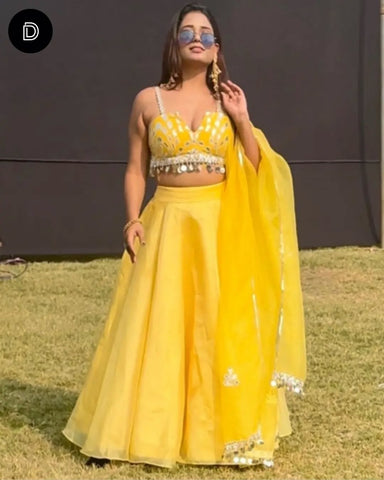Yellow Silk Orgenza Lahenga